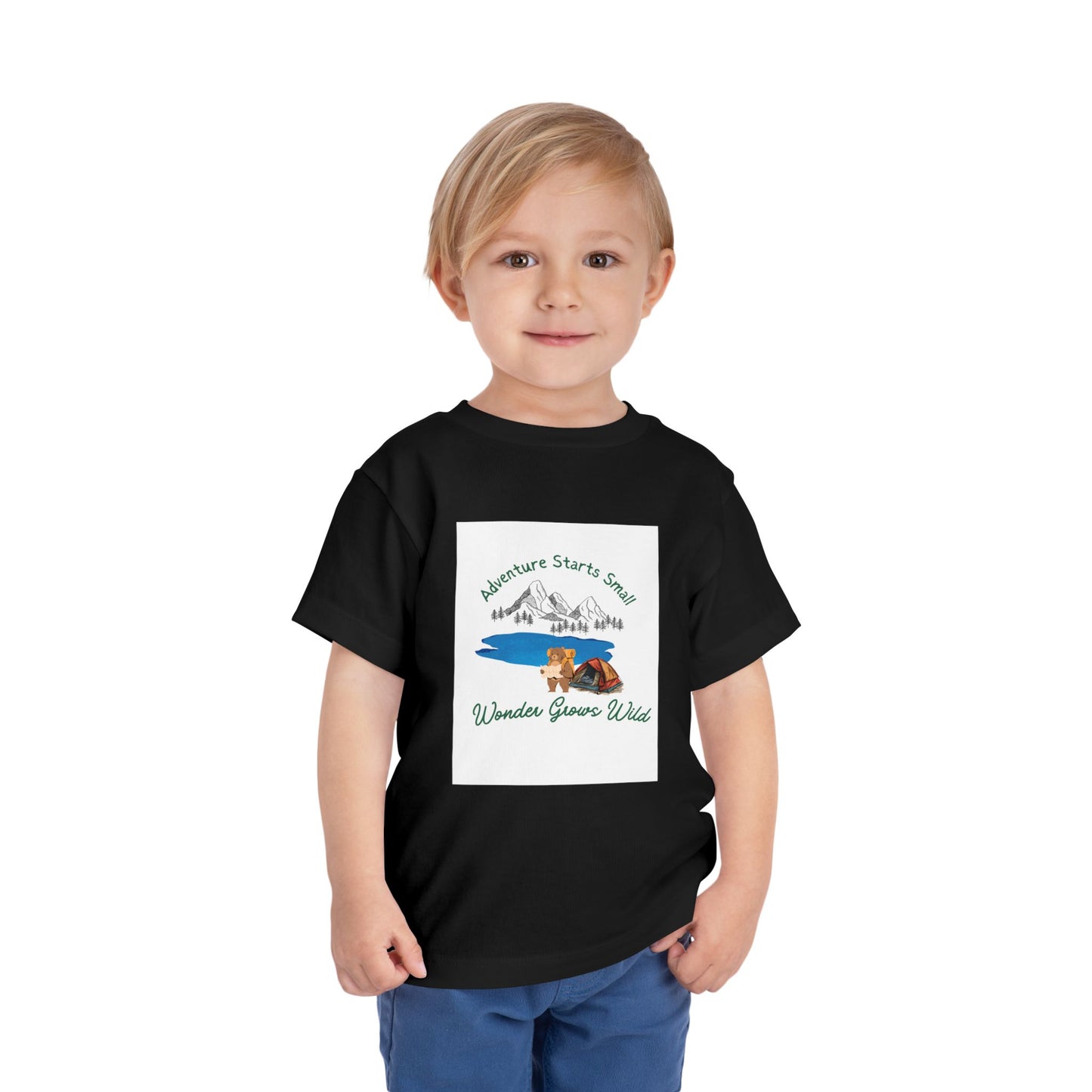 Toddler Tee — "Adventure Starts Small" Woodland Camper Graphic