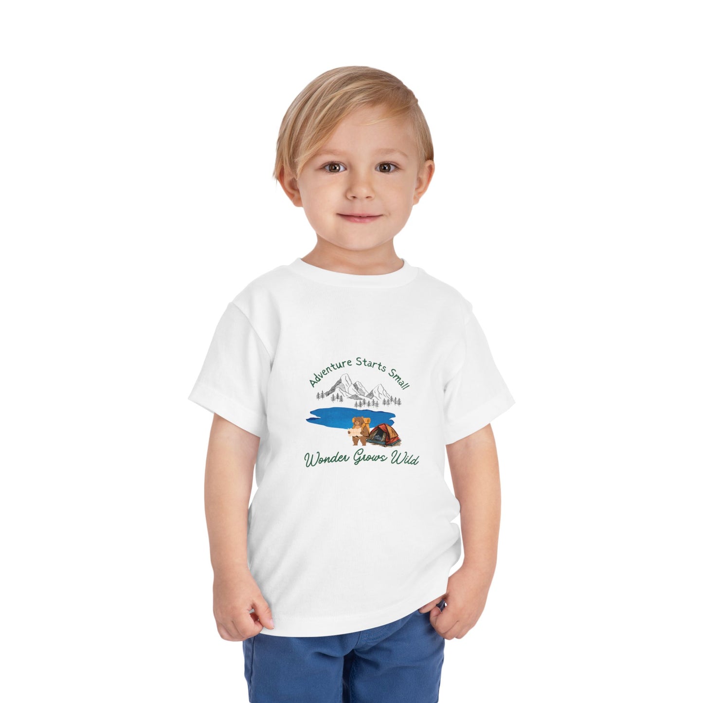 Toddler Tee — "Adventure Starts Small" Woodland Camper Graphic