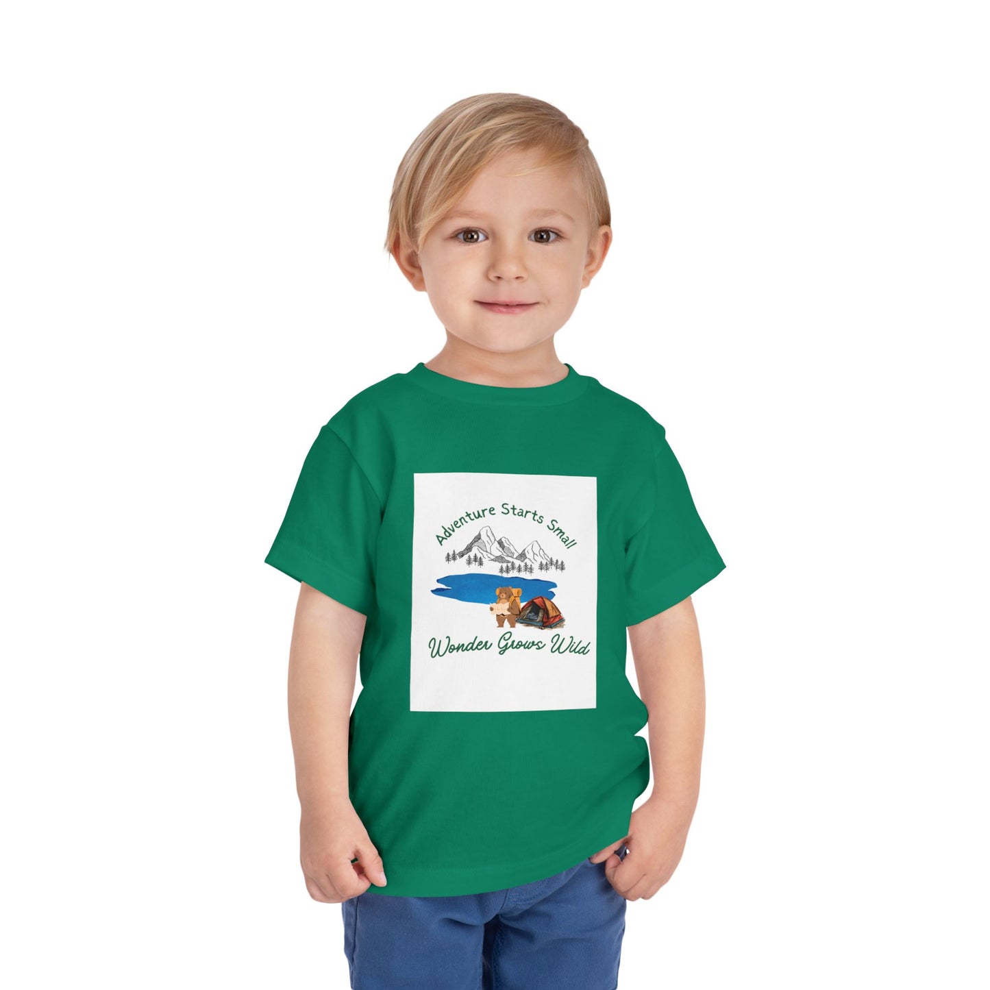 Toddler Tee — "Adventure Starts Small" Woodland Camper Graphic