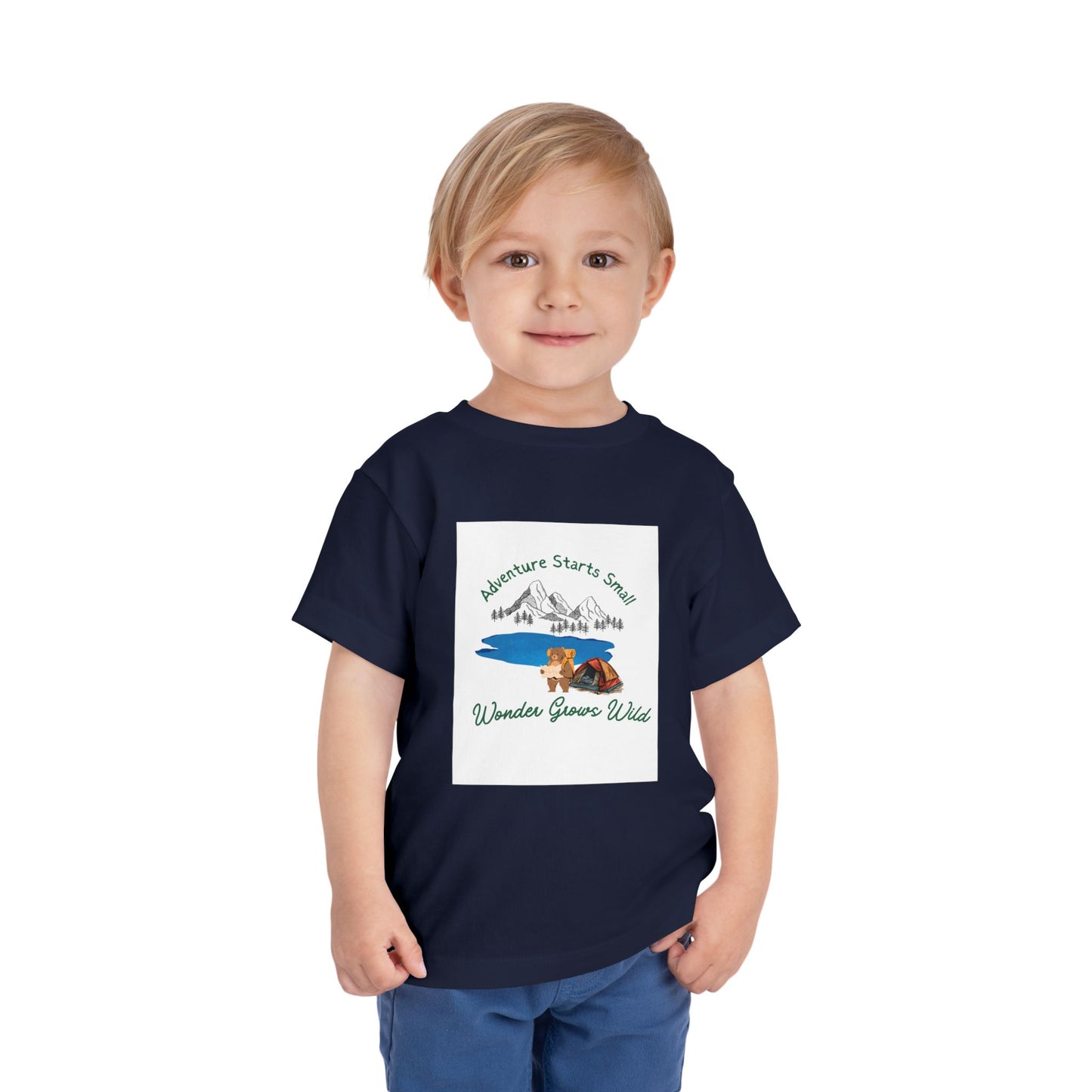 Toddler Tee — "Adventure Starts Small" Woodland Camper Graphic