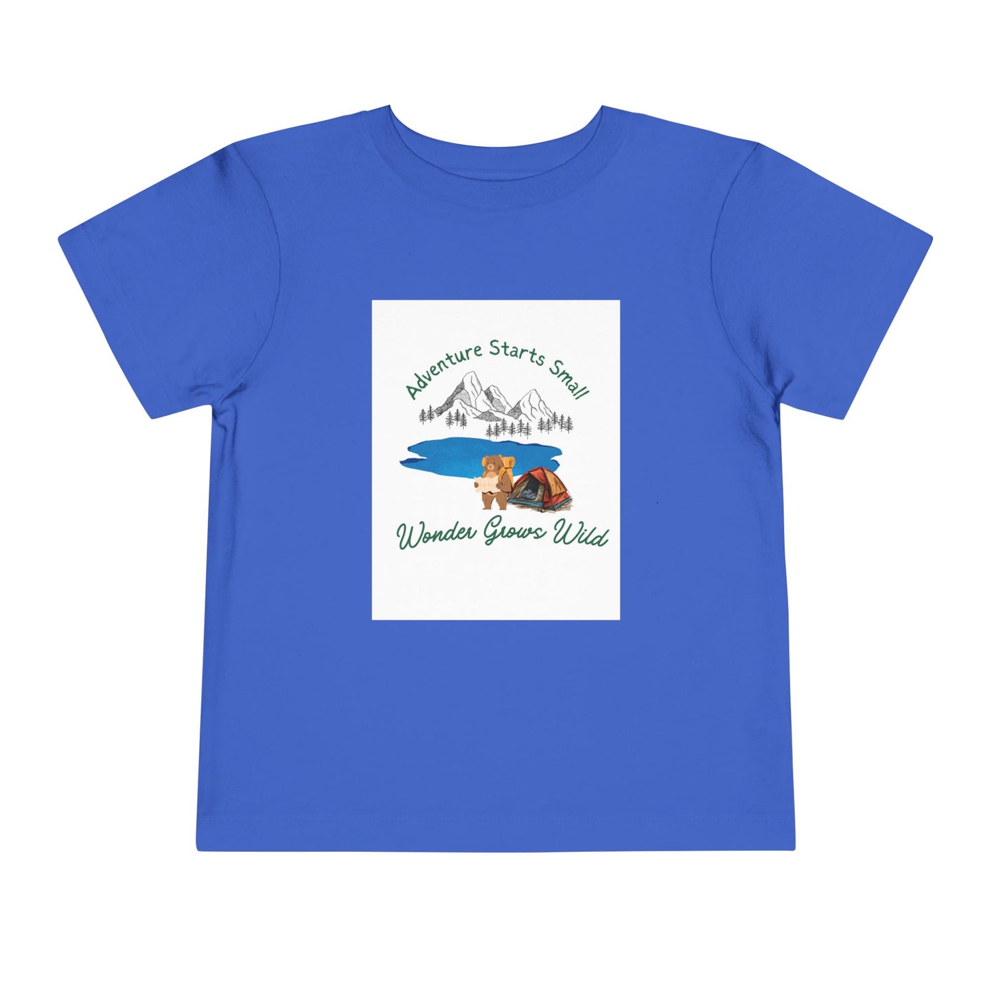 Toddler Tee — "Adventure Starts Small" Woodland Camper Graphic