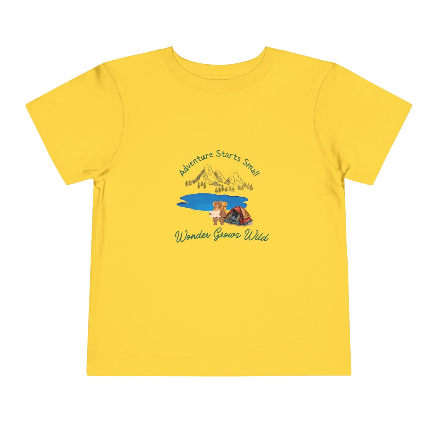 Toddler Tee — "Adventure Starts Small" Woodland Camper Graphic