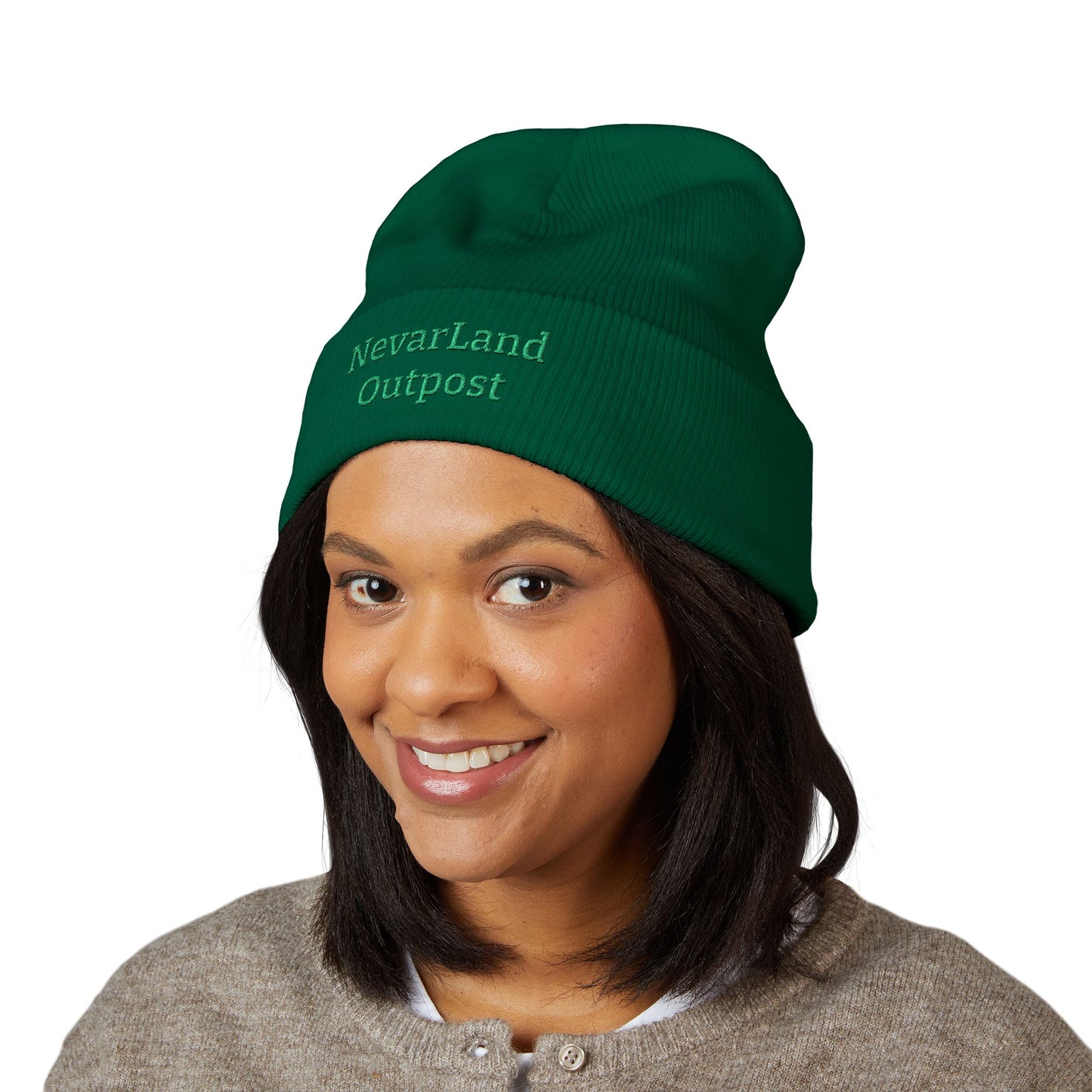 NevarLand Outpost Embroidered Beanie — Branded Cuffed Knit Hat
