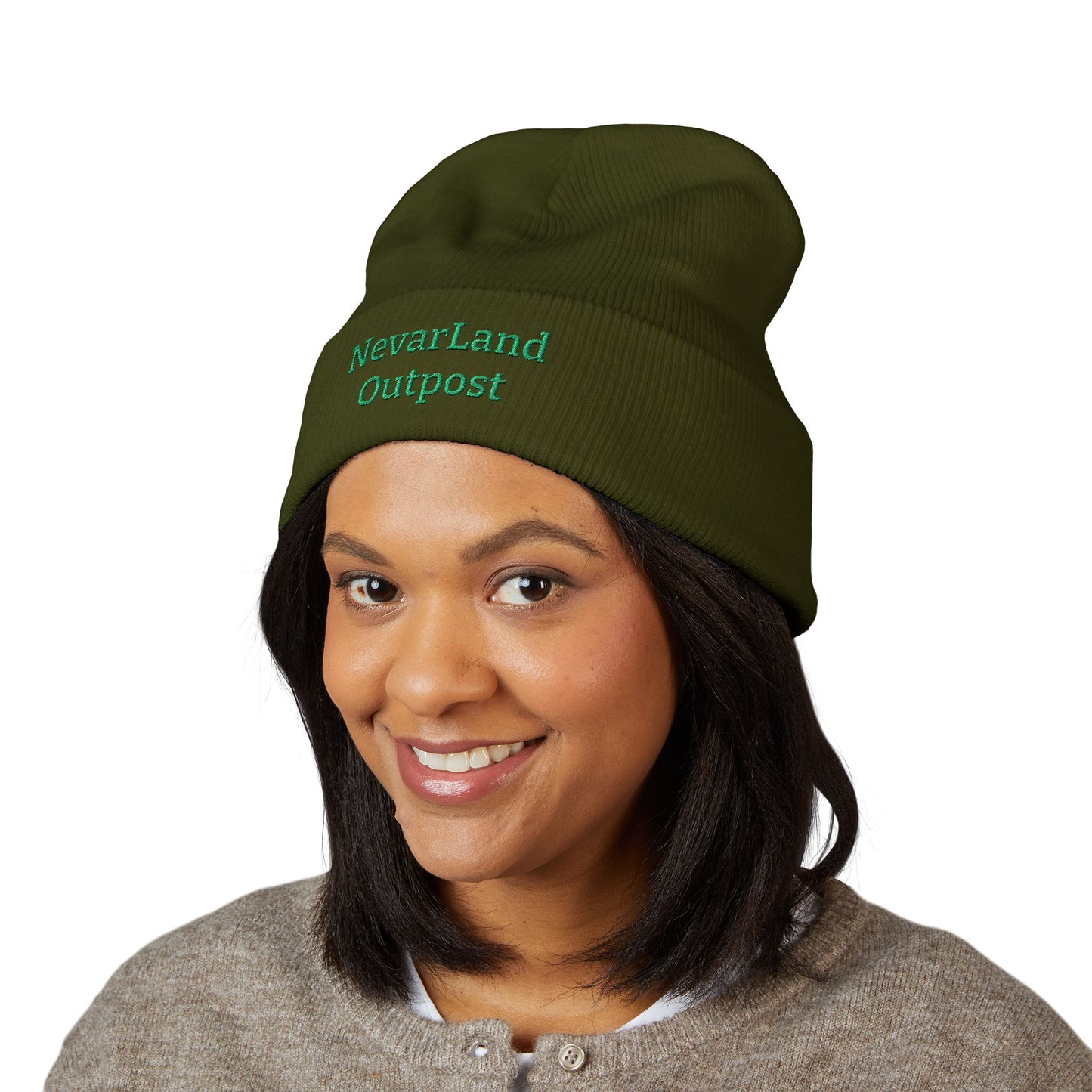 NevarLand Outpost Embroidered Beanie — Branded Cuffed Knit Hat