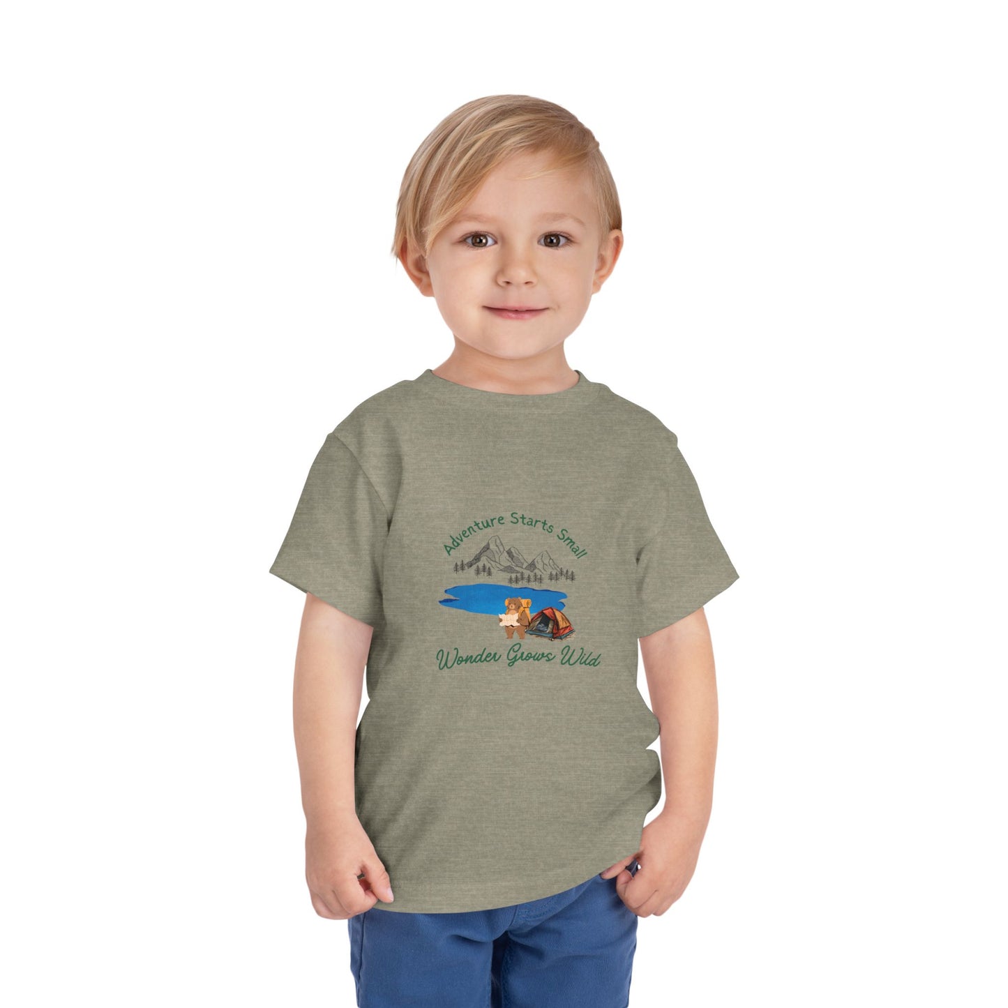 Toddler Tee — "Adventure Starts Small" Woodland Camper Graphic