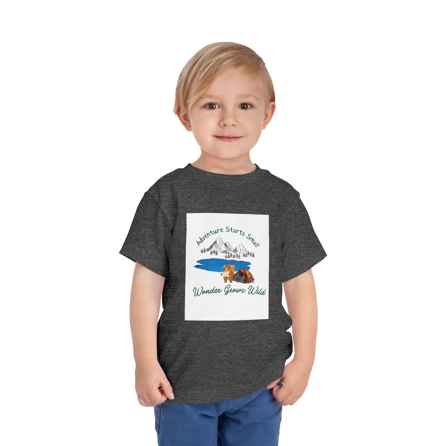 Toddler Tee — "Adventure Starts Small" Woodland Camper Graphic