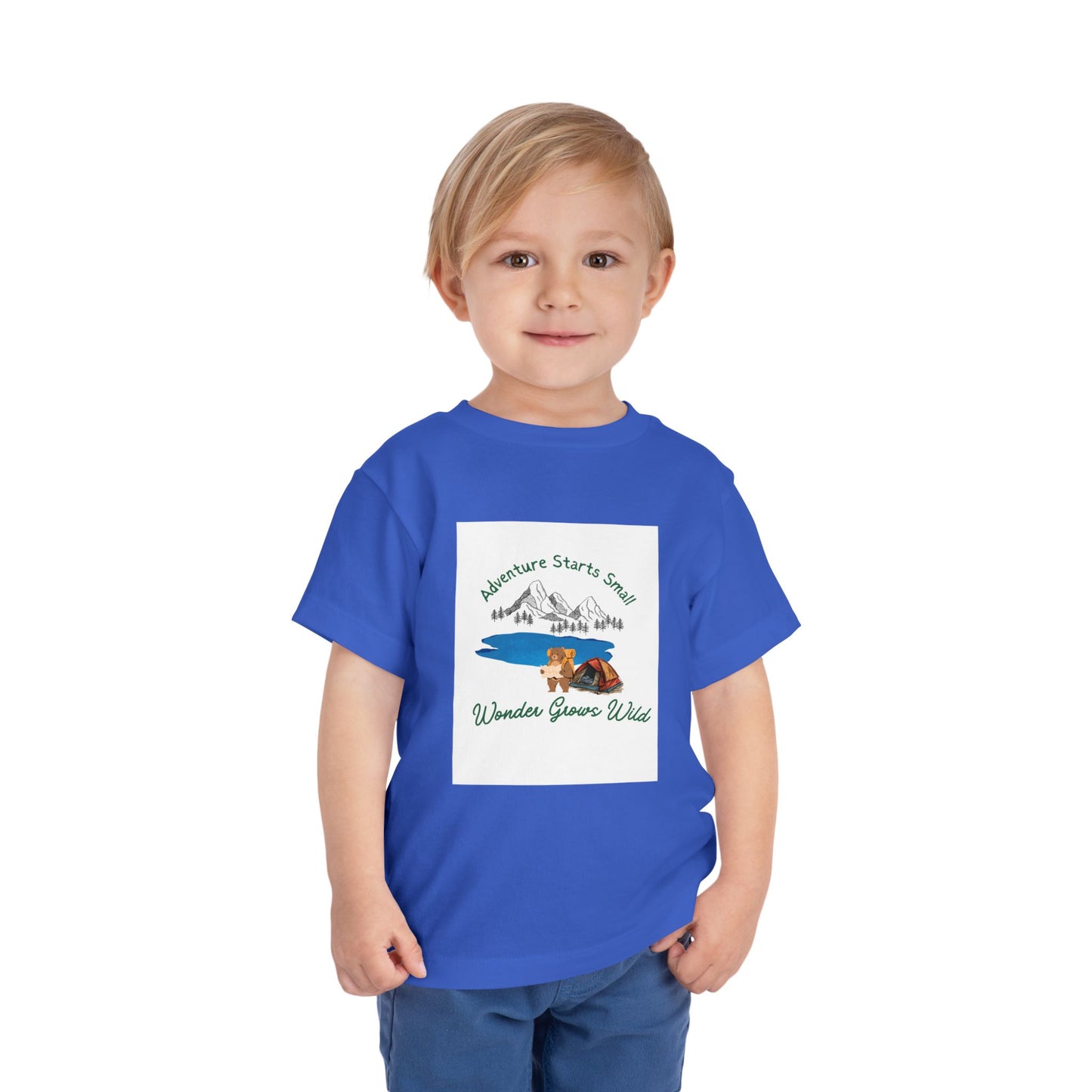 Toddler Tee — "Adventure Starts Small" Woodland Camper Graphic
