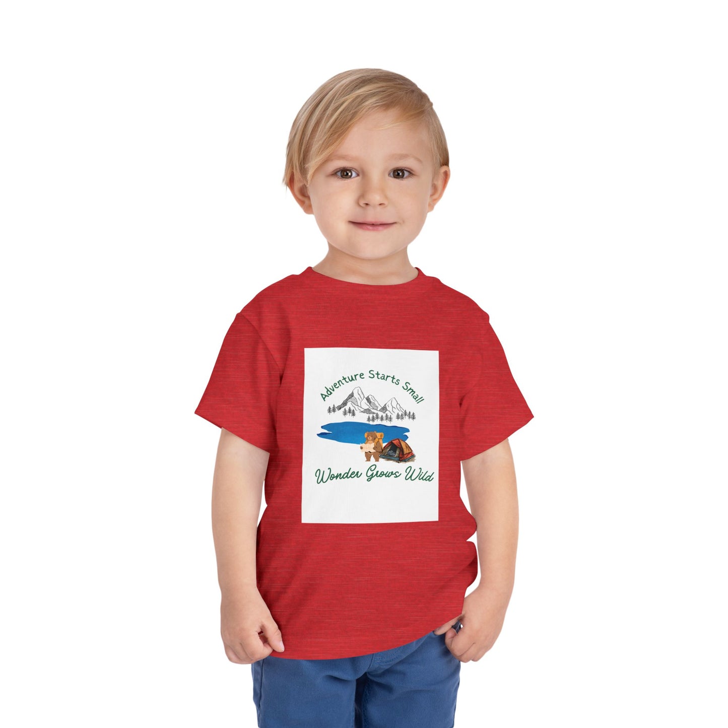 Toddler Tee — "Adventure Starts Small" Woodland Camper Graphic