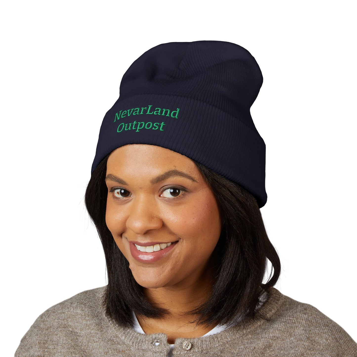 NevarLand Outpost Embroidered Beanie — Branded Cuffed Knit Hat