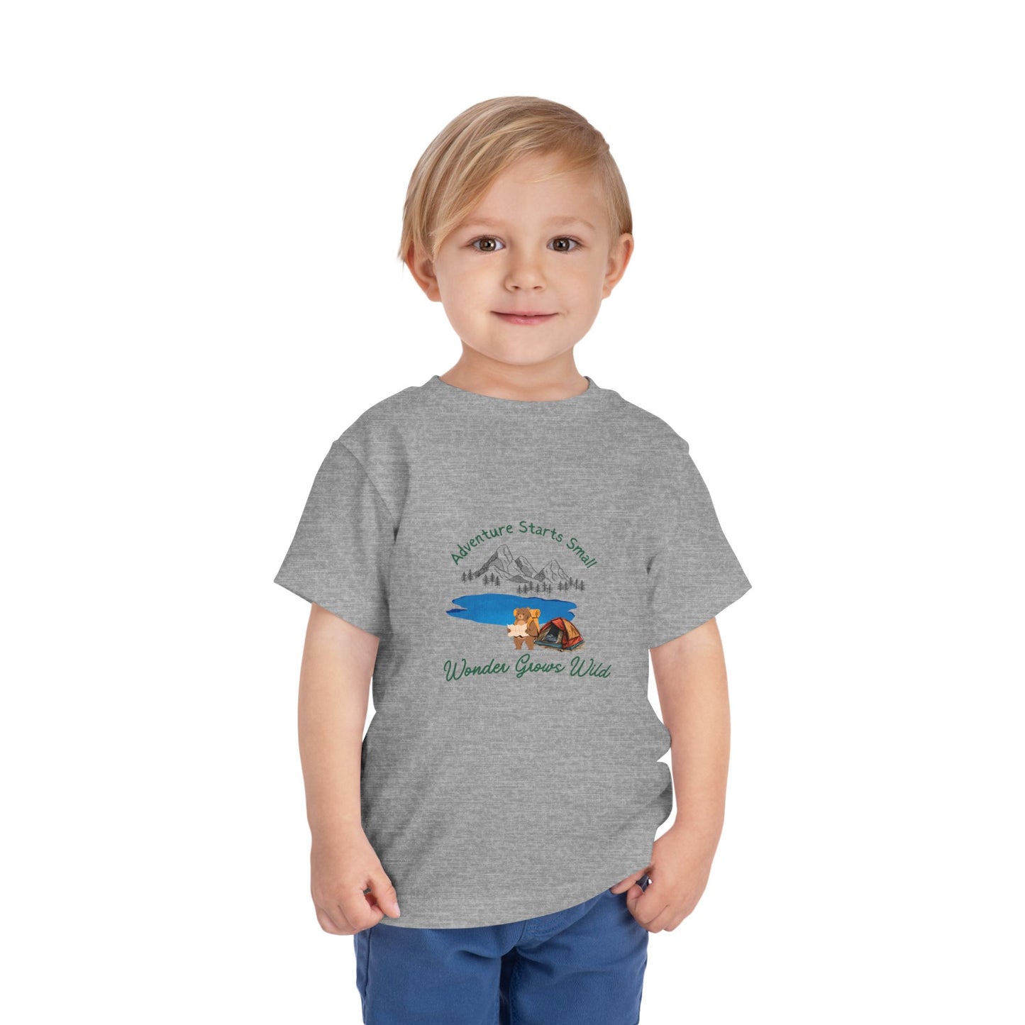 Toddler Tee — "Adventure Starts Small" Woodland Camper Graphic