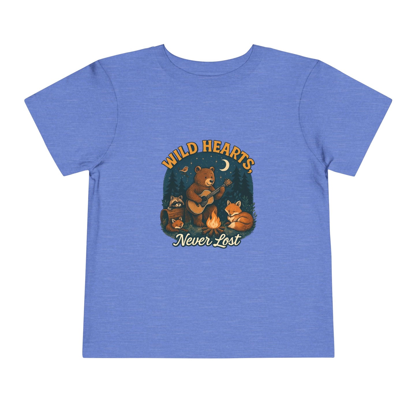 Wild Hearts Never Lost Toddler Tee — Bear Guitar Campfire Kids T-Shirt