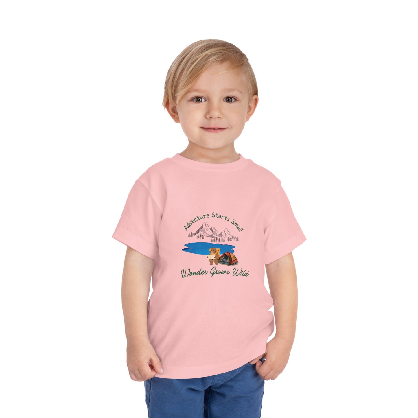 Toddler Tee — "Adventure Starts Small" Woodland Camper Graphic