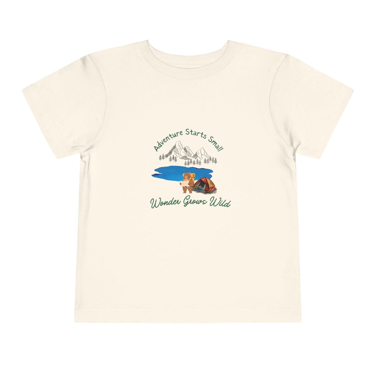 Toddler Tee — "Adventure Starts Small" Woodland Camper Graphic