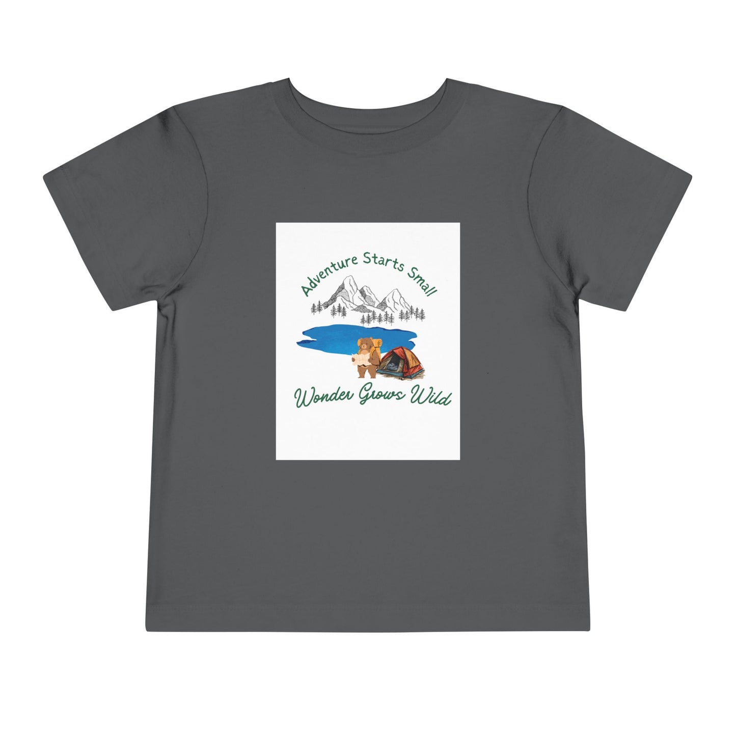 Toddler Tee — "Adventure Starts Small" Woodland Camper Graphic