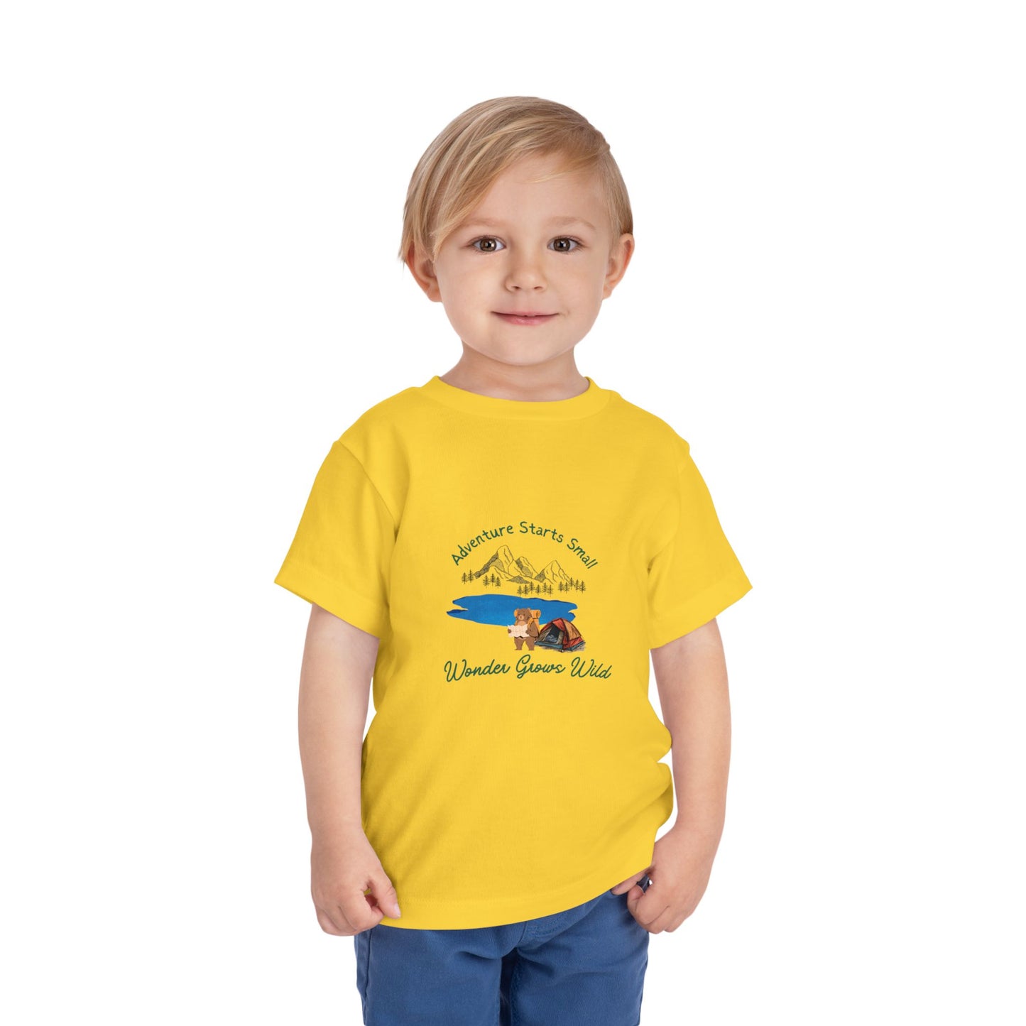 Toddler Tee — "Adventure Starts Small" Woodland Camper Graphic