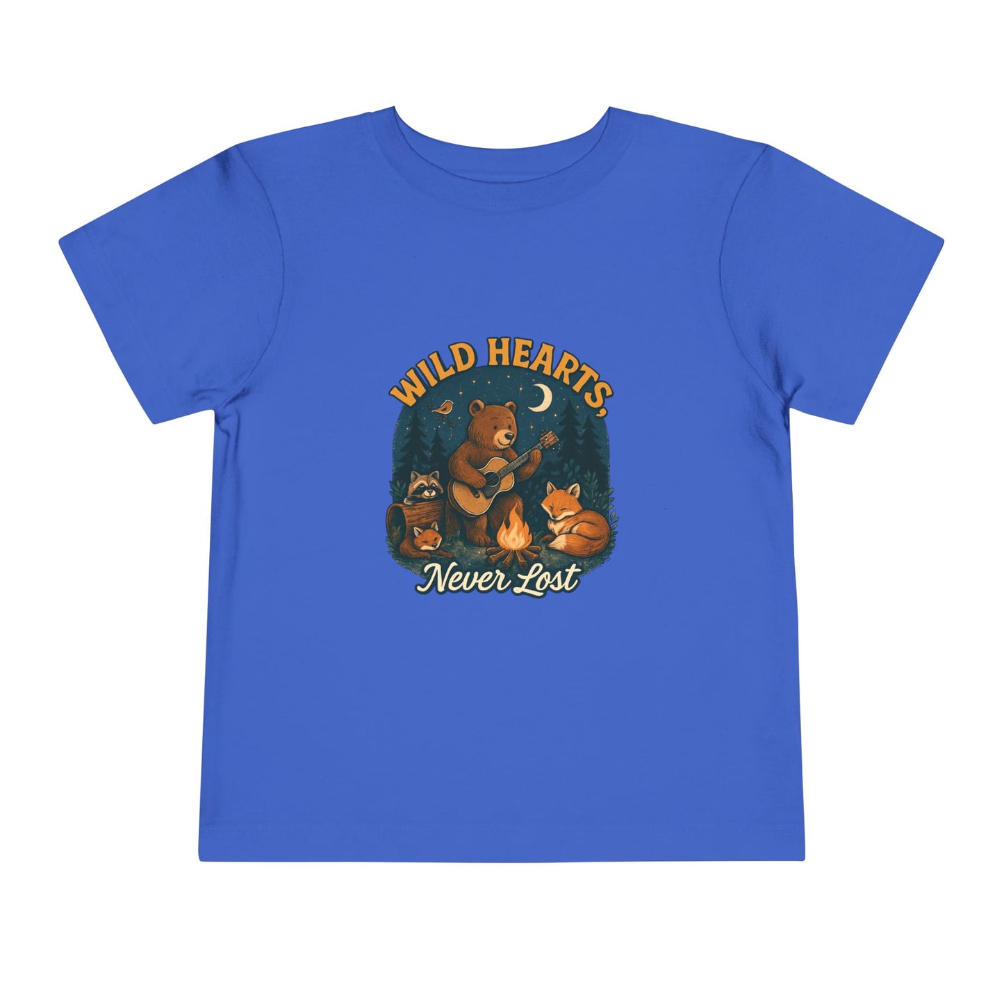 Wild Hearts Never Lost Toddler Tee — Bear Guitar Campfire Kids T-Shirt