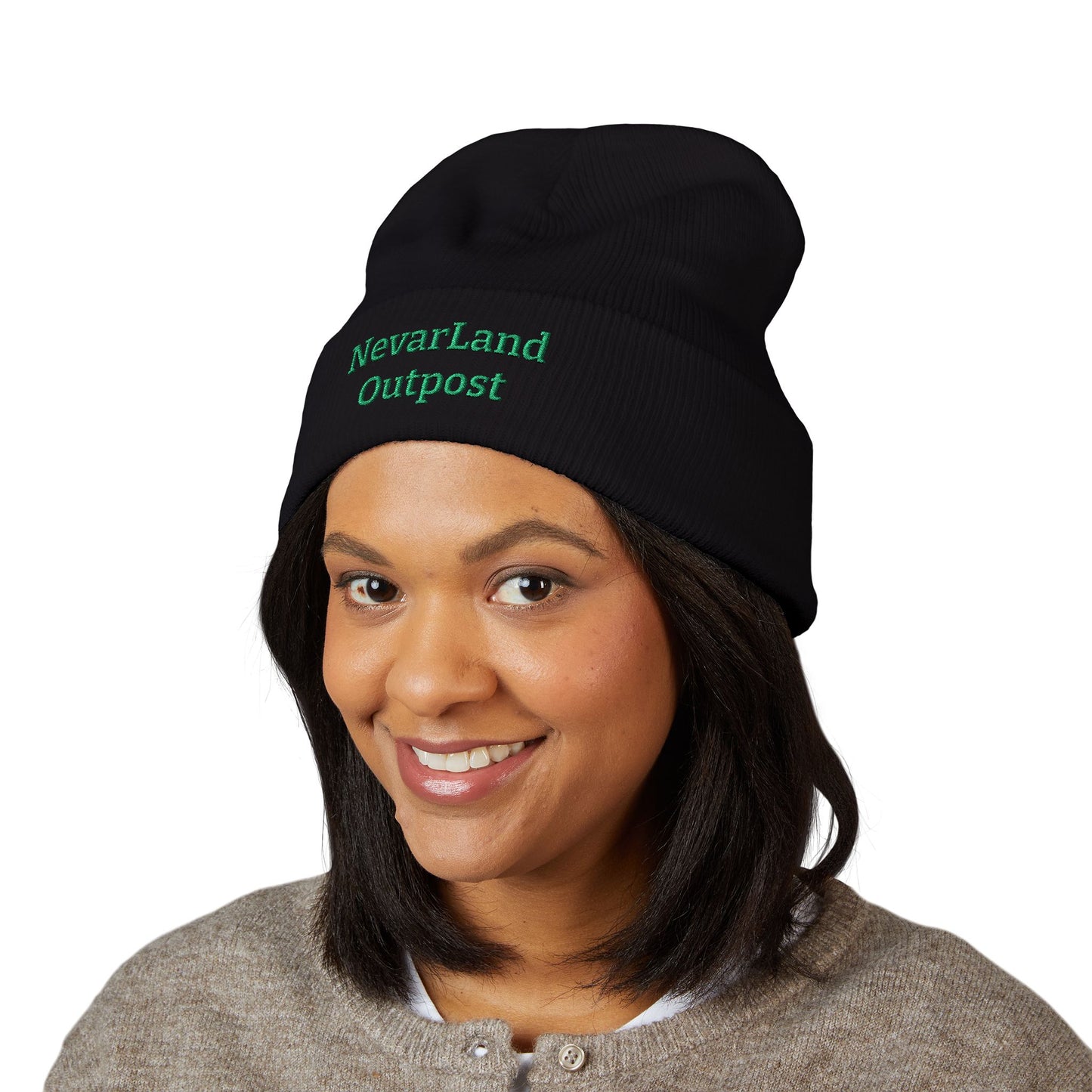 NevarLand Outpost Embroidered Beanie — Branded Cuffed Knit Hat