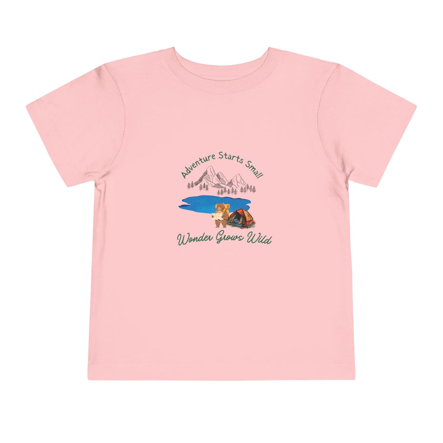 Toddler Tee — "Adventure Starts Small" Woodland Camper Graphic
