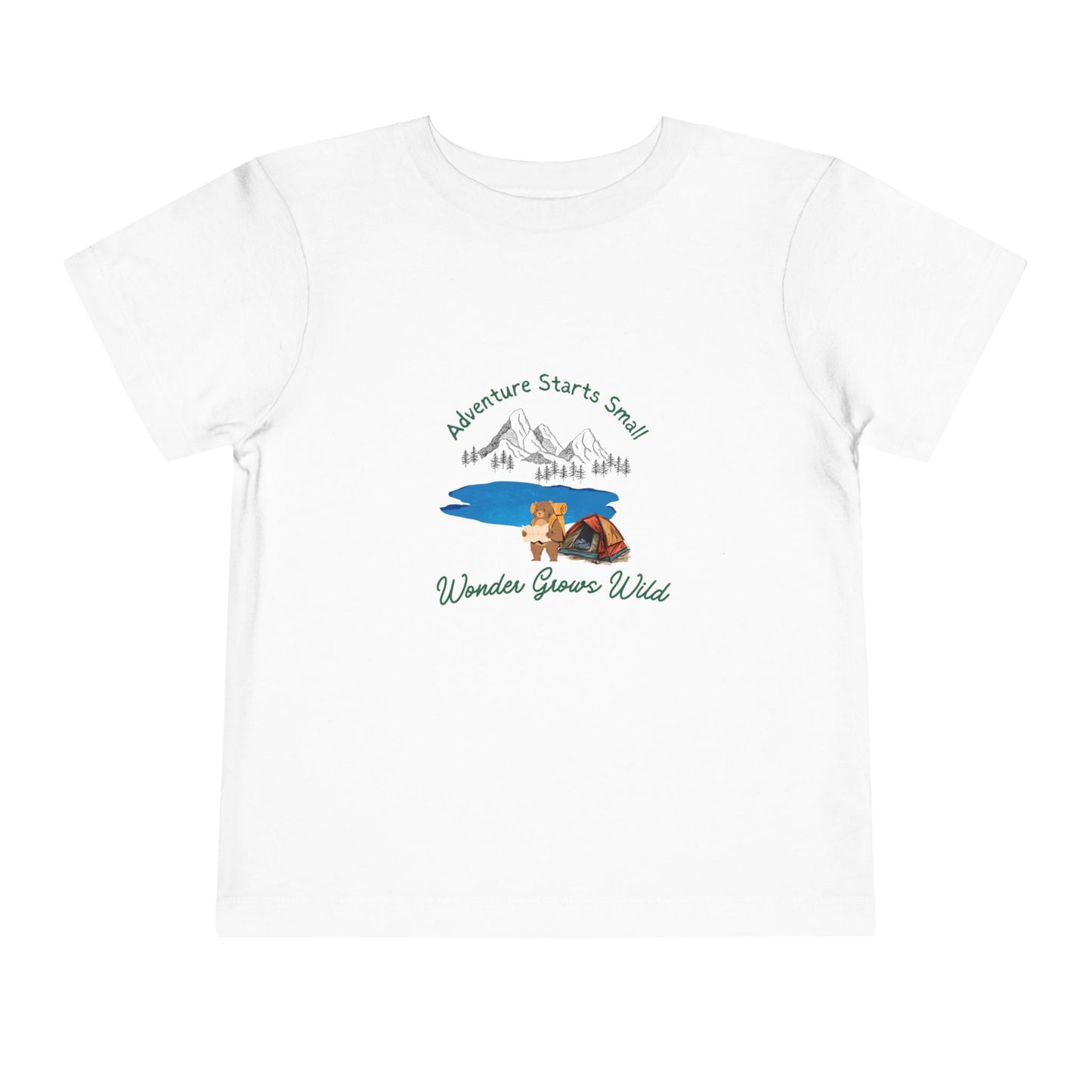 Toddler Tee — "Adventure Starts Small" Woodland Camper Graphic