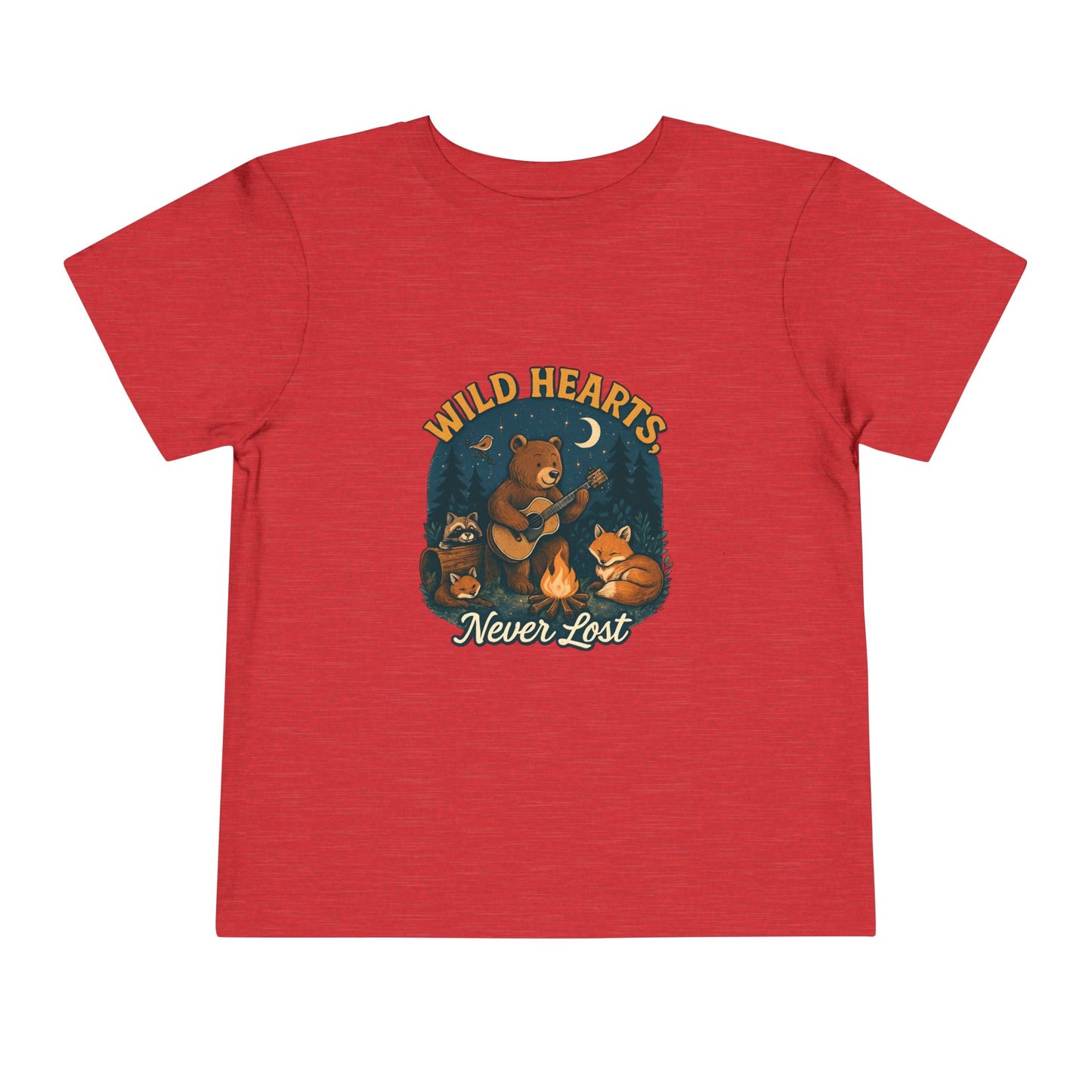 Wild Hearts Never Lost Toddler Tee — Bear Guitar Campfire Kids T-Shirt