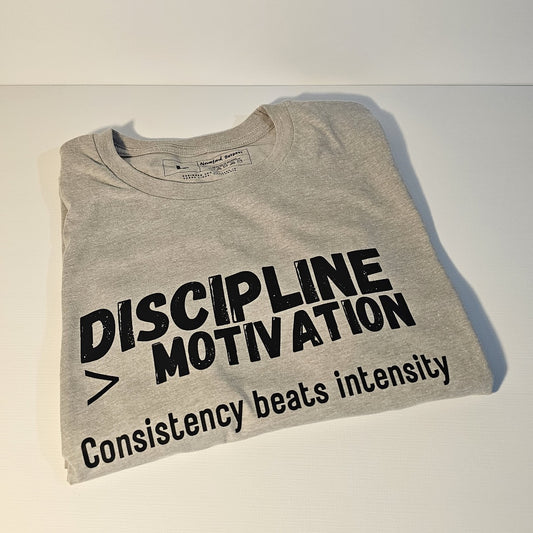 DISCIPLINE > MOTIVATION Tee | Unisex CVC Premium Blend - NevarLand Outpost