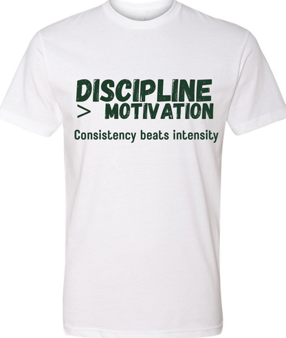 DISCIPLINE > MOTIVATION Tee | Unisex CVC Premium Blend - NevarLand Outpost