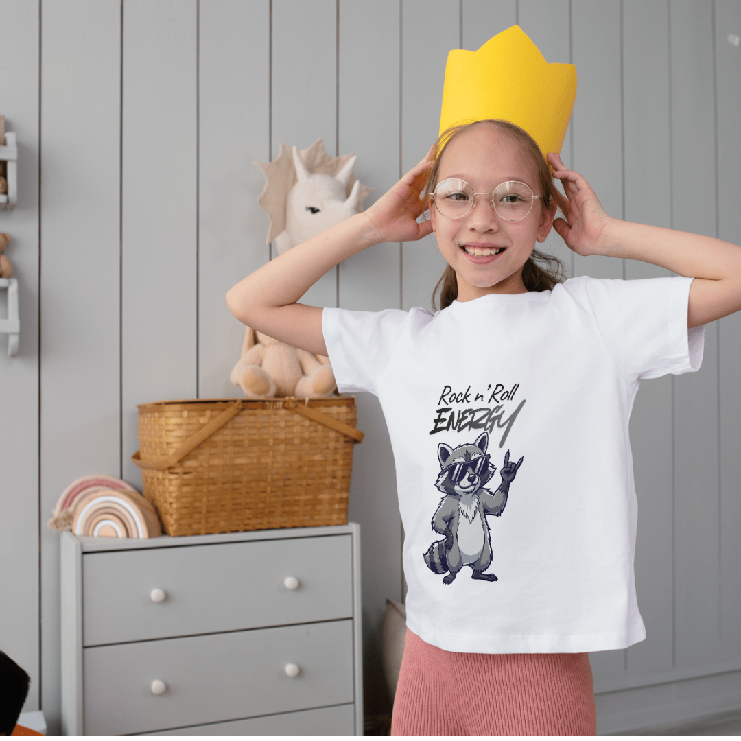 Kids Raccoon "Rock 'n' Roll Energy" Tee - Limited Explorer Drop