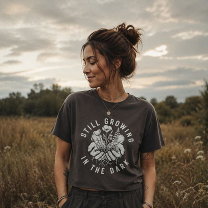 Still Growing in the Dark | Boxy Tee, 100% Cotton